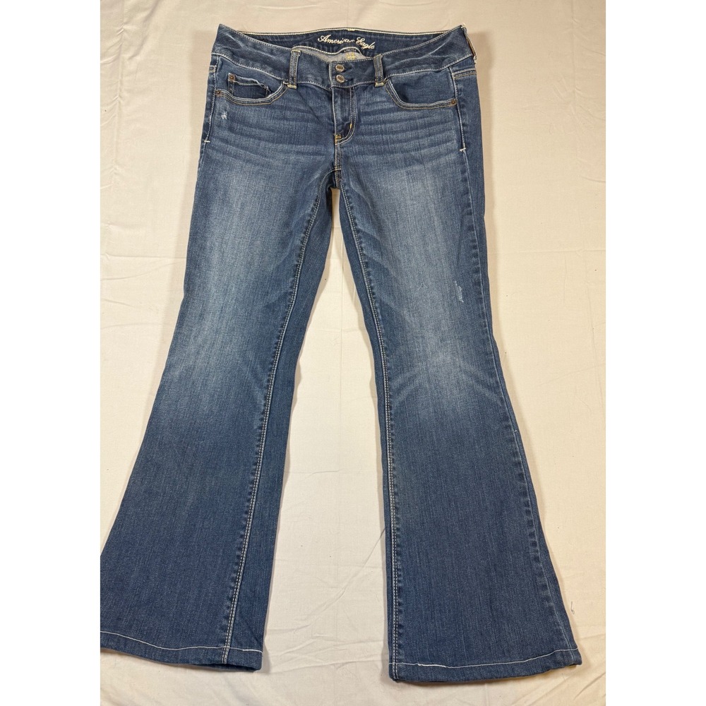 American Eagle Artist Flare Jeans Medium Wash Stretch Denim Size 8 Regular